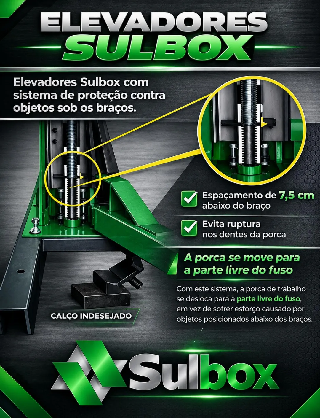 🛡️ Segurança em cada detalhe! Os Elevadores Sulbox contam com um sistema anti-travamento desenvolvido para proteger o equipamento contra …